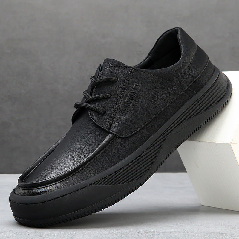 Men's Genuine Leather Breathable Thick Sole Casual Sneakers