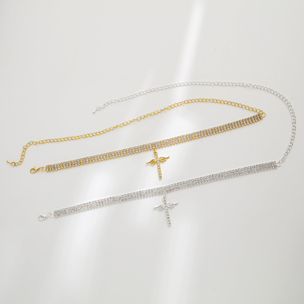 New rhinestone cross pendant necklace