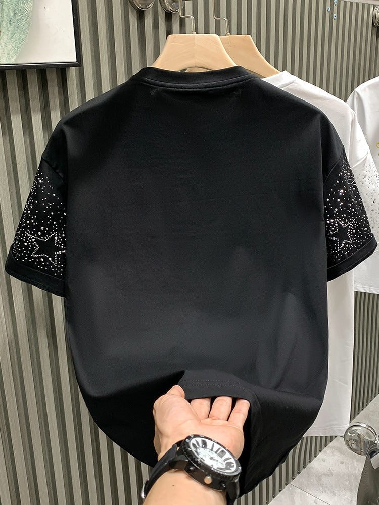 Men’s 2025 Summer Hip-Hop Rhinestone Tee