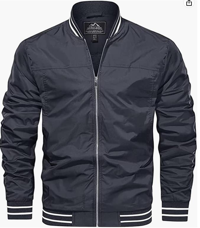 Mens Lightweight Trench Bomber Jacket  Windproof Casual Coat (EU Size)