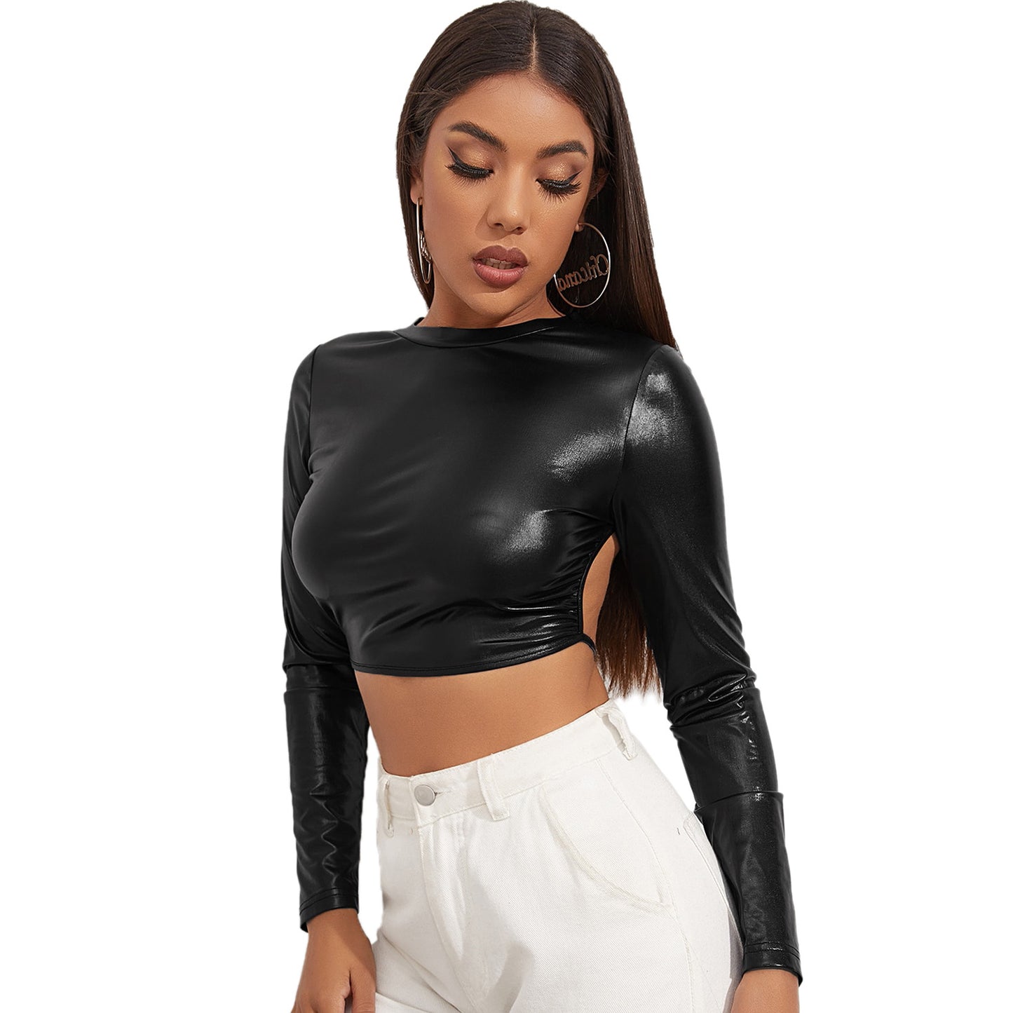 Women's long-sleeved undershirt, T-shirt, leather shirt