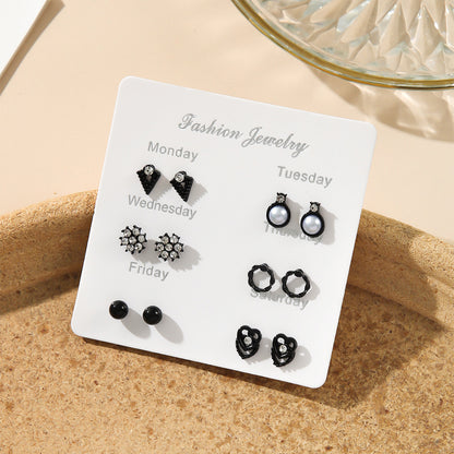 Hot Pearl Stud Earrings Set - Simple Design, Versatile Alloy Jewelry