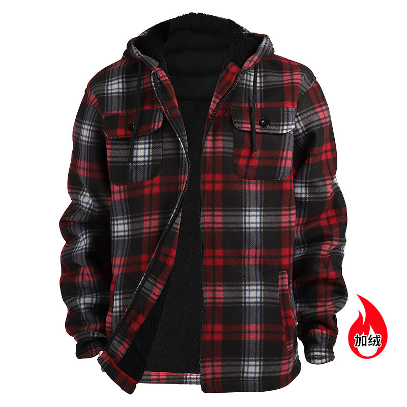 Men's Fleece Plaid Hoodie