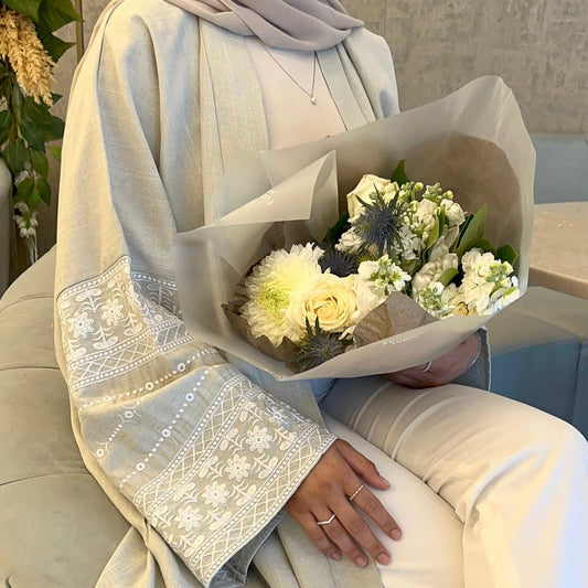 Embroidery Elegant Abaya Cardigan Robe