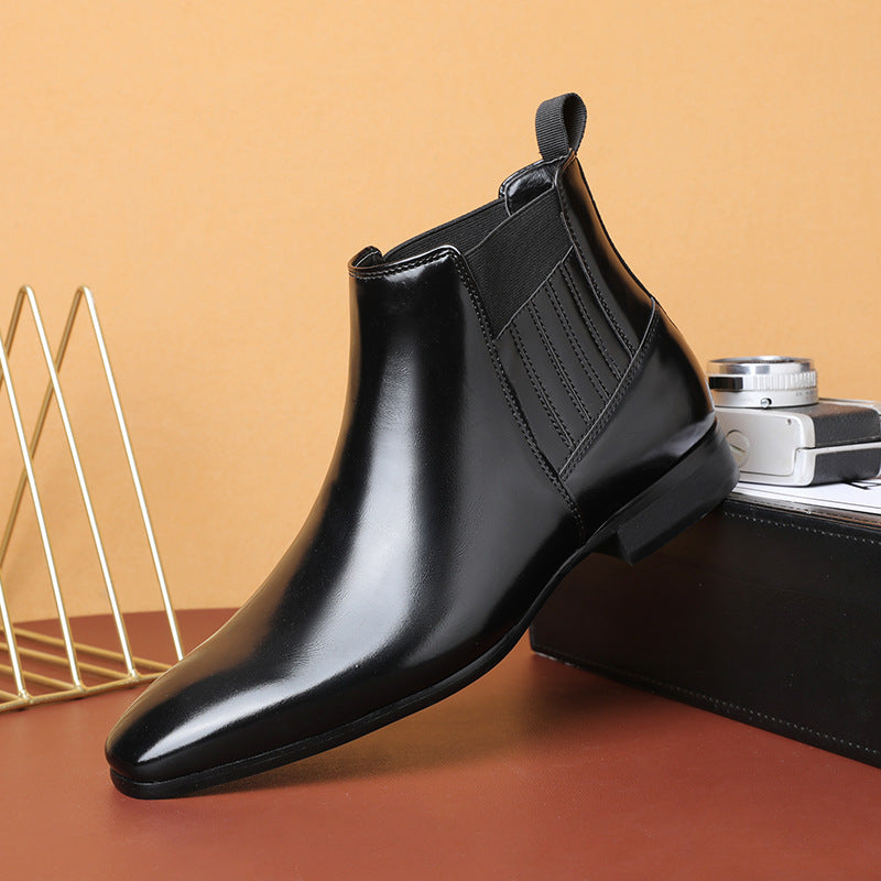 Mens Pointed Toe Chelsea Leather Boots