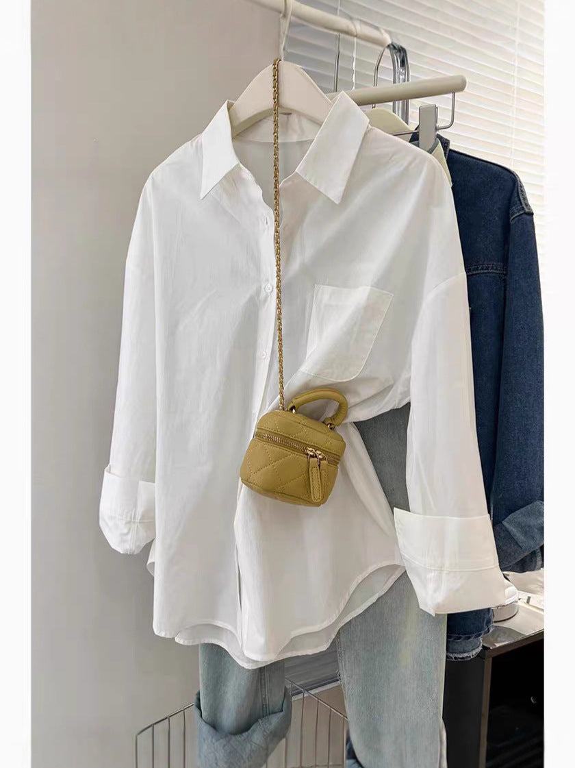 Womens Cotton Long Sleeve Layered Shirt  Spring & Autumn Cardigan Style Top