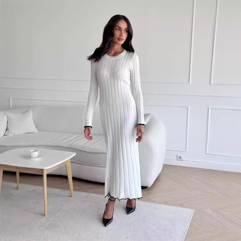 Long Sleeve Knitted Midi Sweater Dress