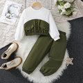 Girls' Army Green Sweatshirt Set