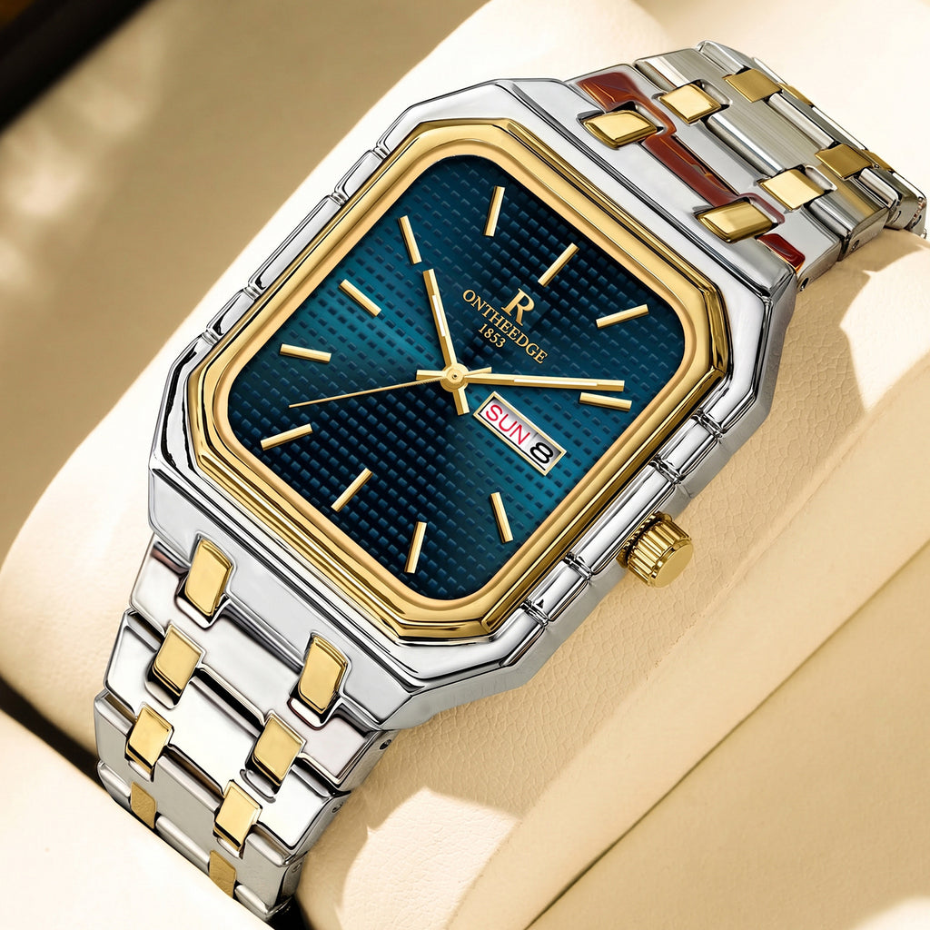 Square Business Quartz Watch - Waterproof Steel Band Luminous