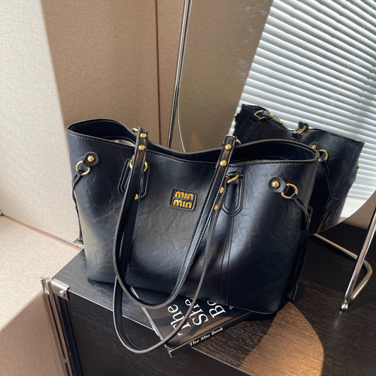 Minimalist Leather Commuter Tote Bag