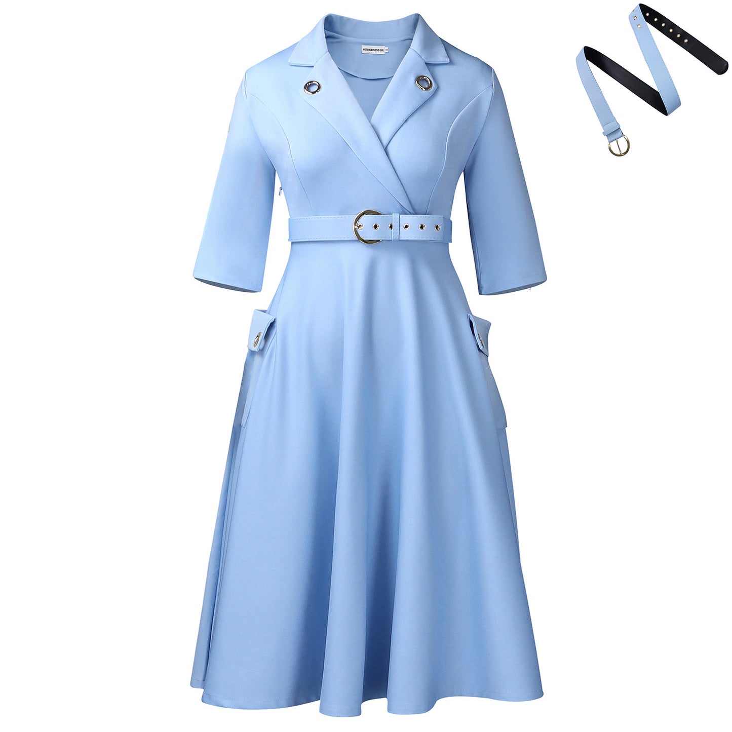 Elegant Plus Size African High Waist Dress with Suit Collar – 2025 Women’s Fashion