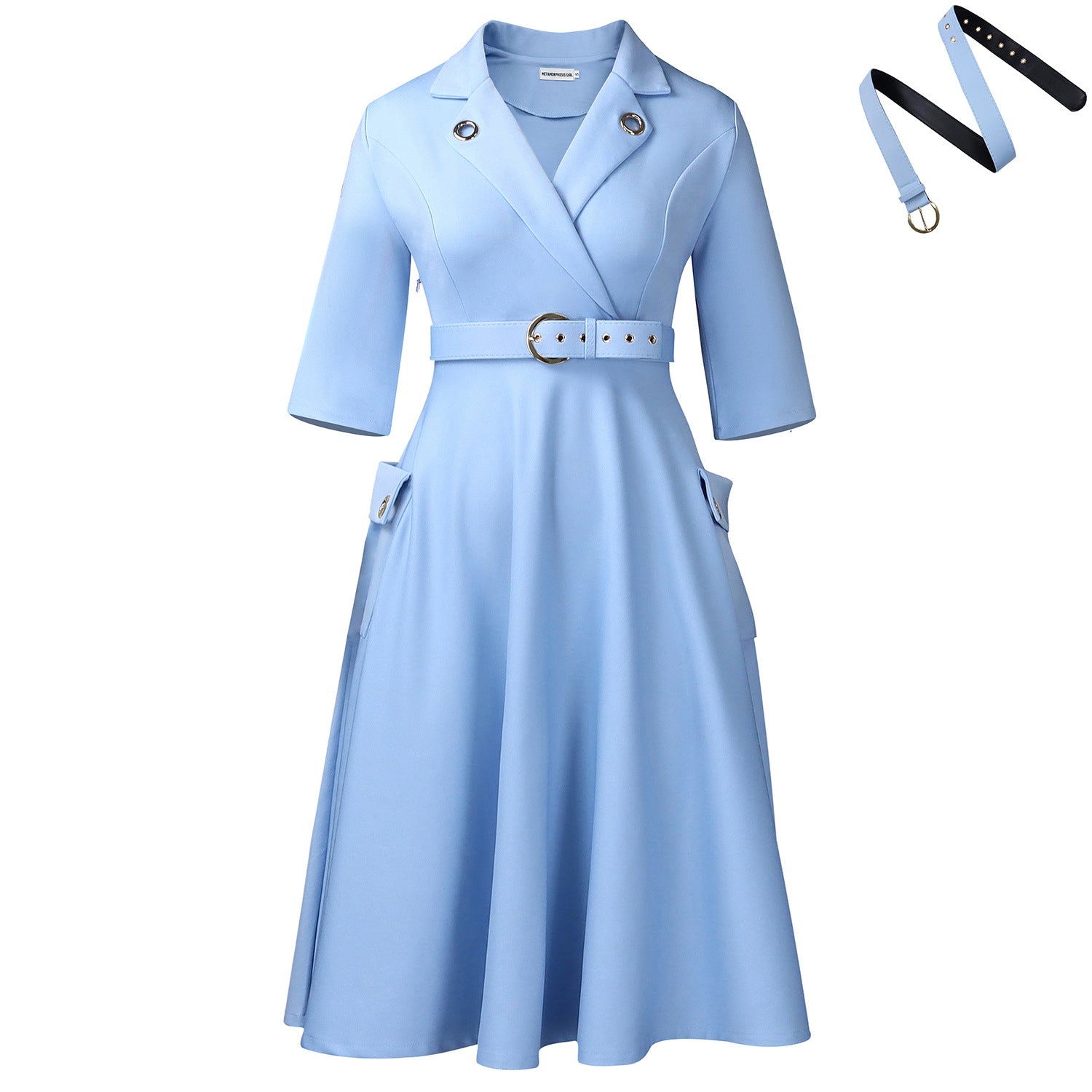 Elegant Plus Size African High Waist Dress with Suit Collar – 2025 Women’s Fashion