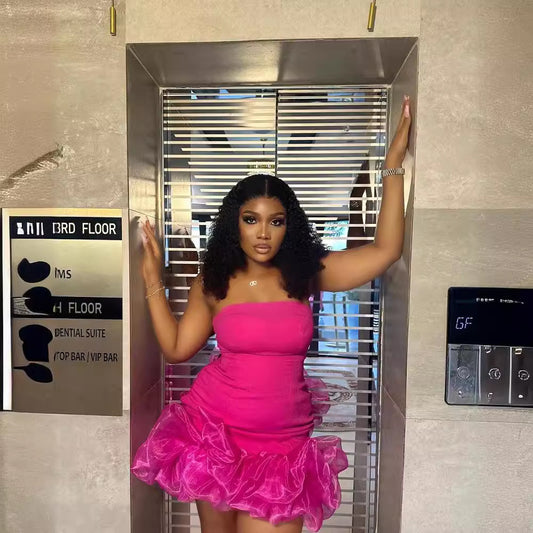 Ruffle Bandeau Sleeveless Slim Dress for Women