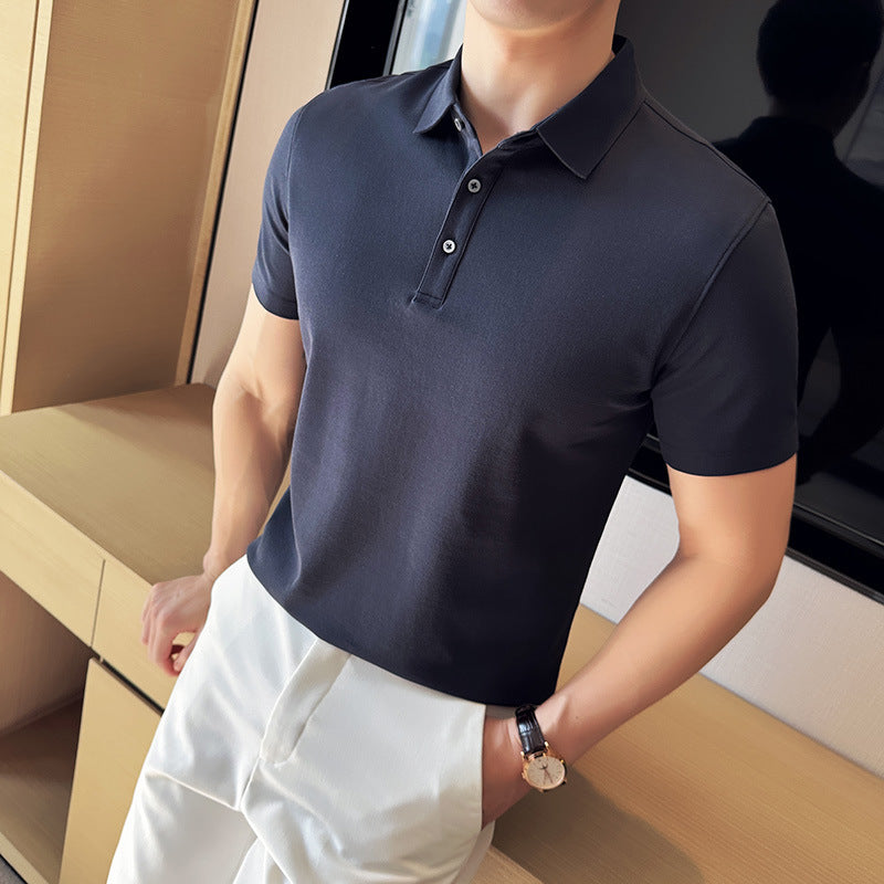 Mens Slim Fit Cotton Polo Shirt FW9855 Comfortable Non-Marking Short Sleeve