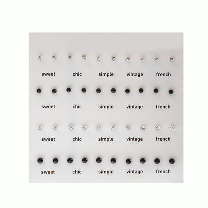 Simple Color Pearl Stud Earrings Set - 36 Pairs