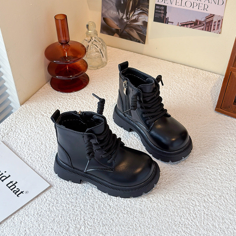 New Girls Martin Boots  British Style Mid-Leg Leather Boots