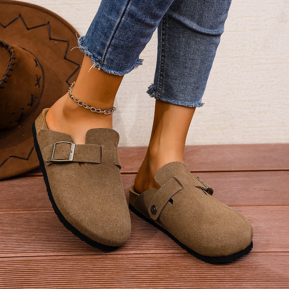 Retro Frosted Toe One-Foot Slipper Shoes