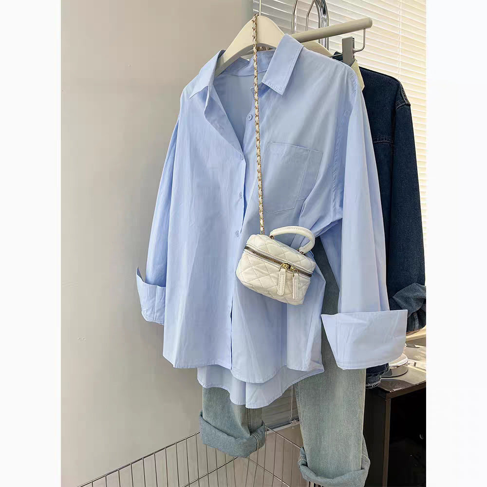 Womens Cotton Long Sleeve Layered Shirt  Spring & Autumn Cardigan Style Top