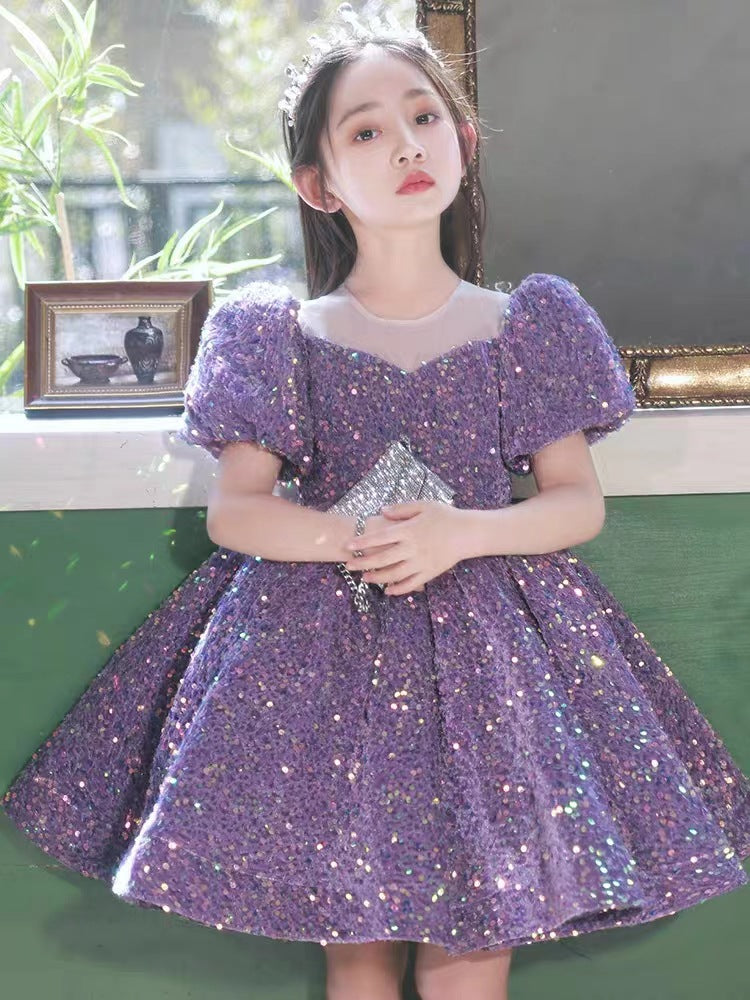 Sparkling Puff Sleeve Princess Dress