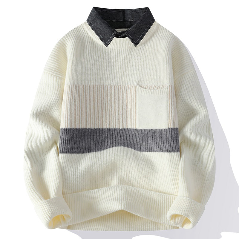 Void Collar Knitted Sweater