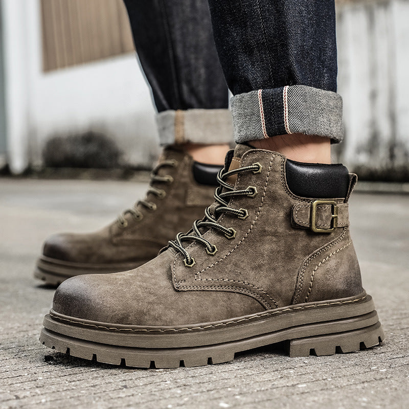 Men’s Winter Rhubarb Leather Boots – Thick Sole Martin Boots