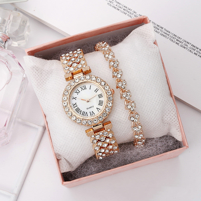 Roman pattern diamond ladies watch women's watch quartz bracelet