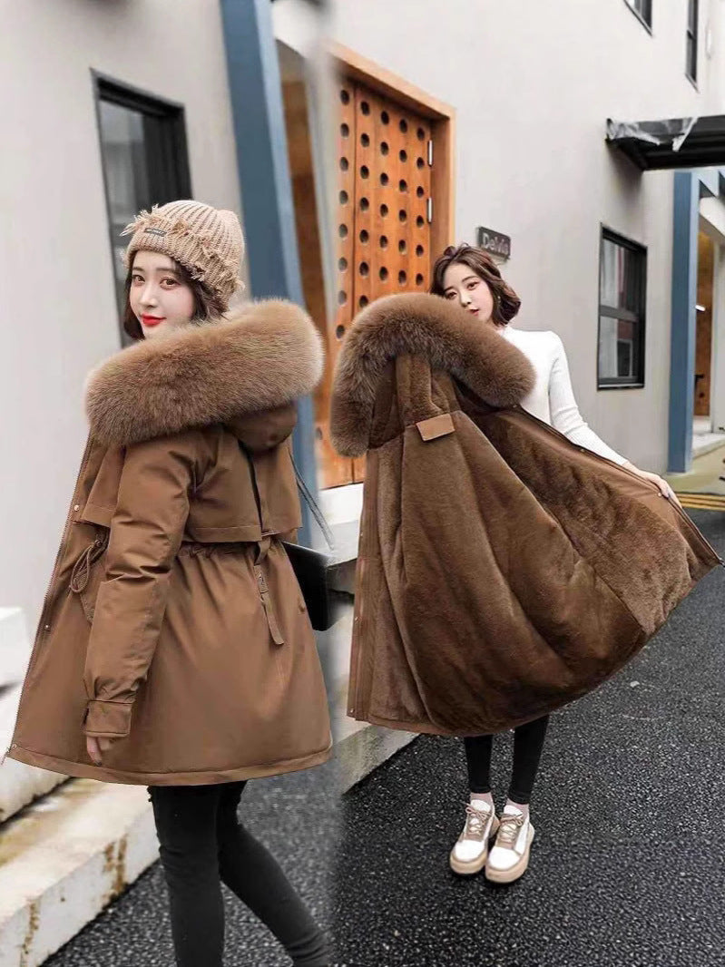 Women's Winter  Slim Fit Faux Fur Parka Jacket