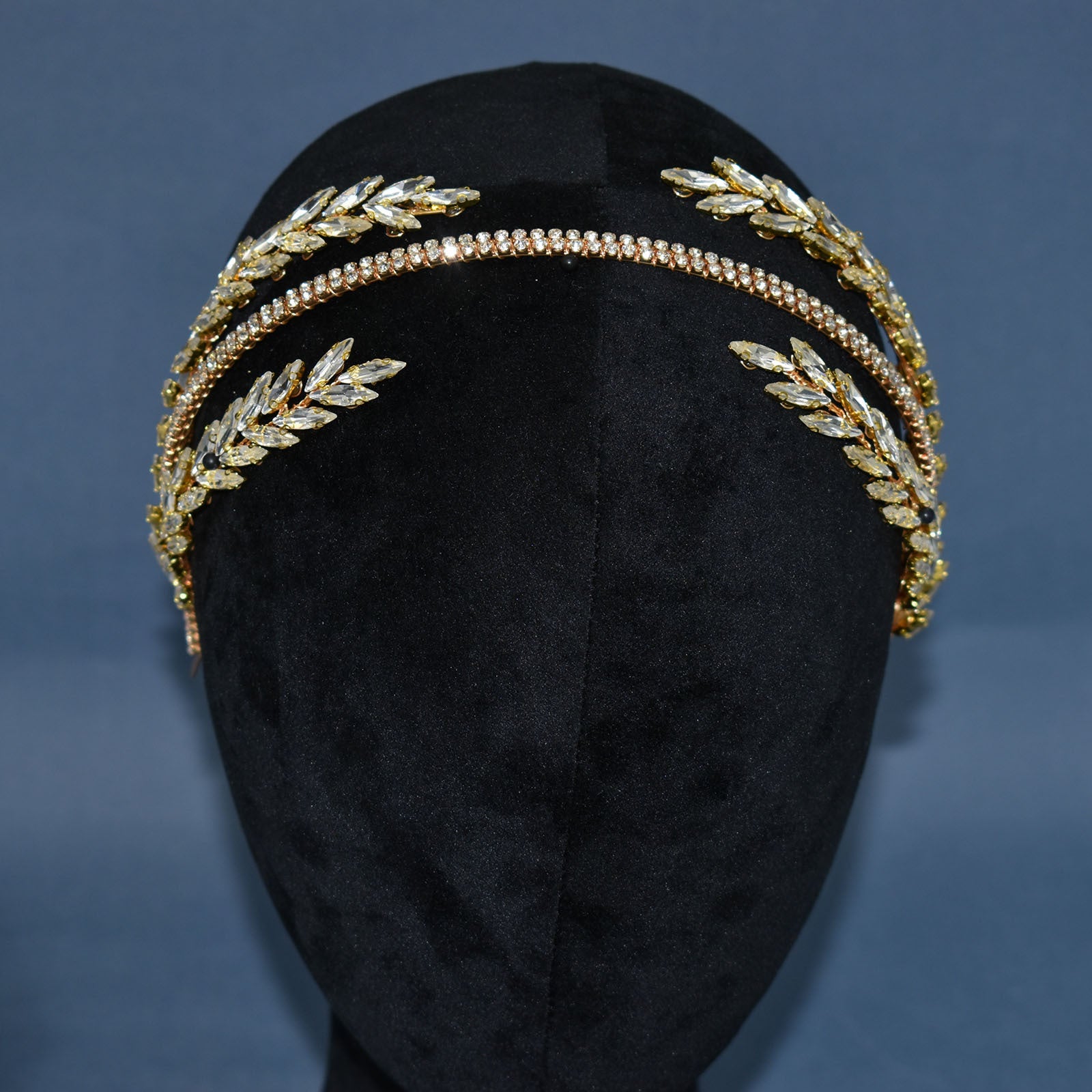 Hand-set rhinestone pressed  wedding headband
