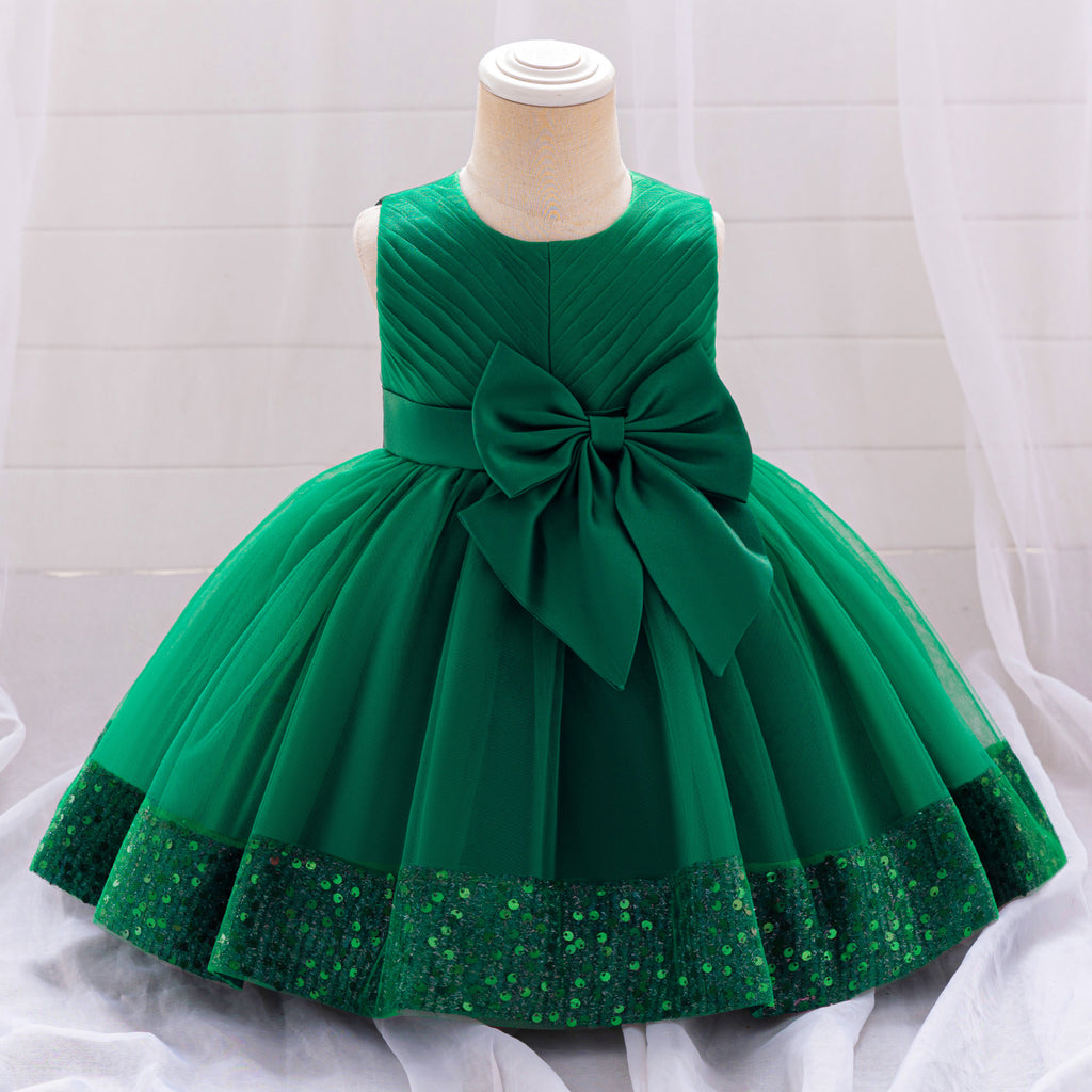 Sequin Bow Mesh Party Dress