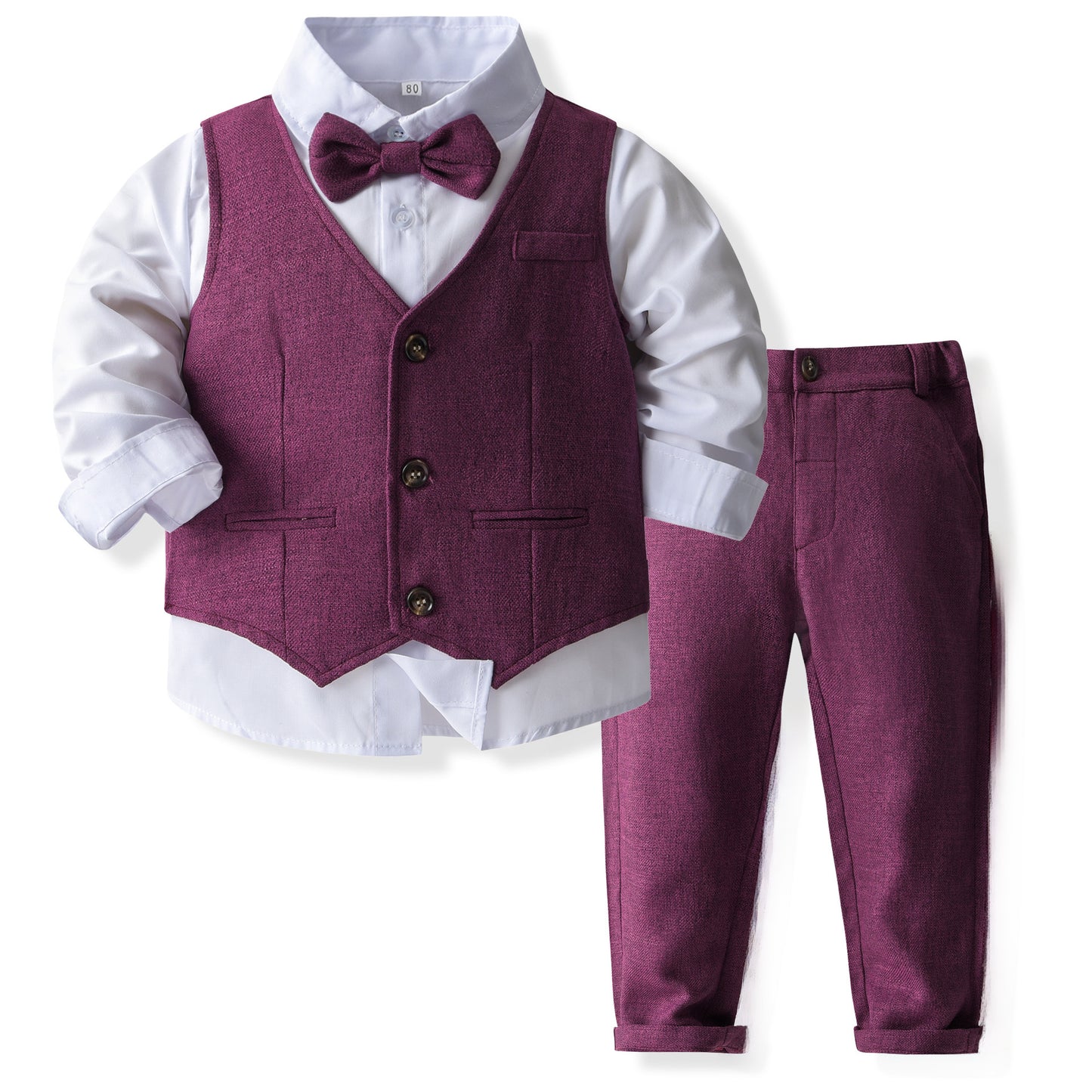Boys' Spring & Autumn Shirt, Vest, and Pants Set