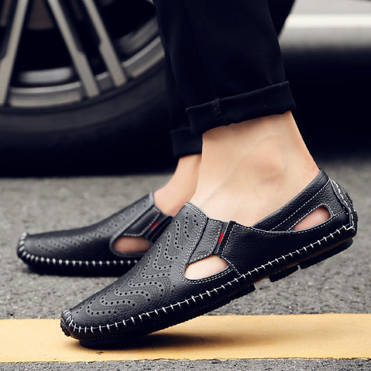 Mens Summer Breathable Toe-Wrapped Sandals  Casual Slip-On Driving Shoes