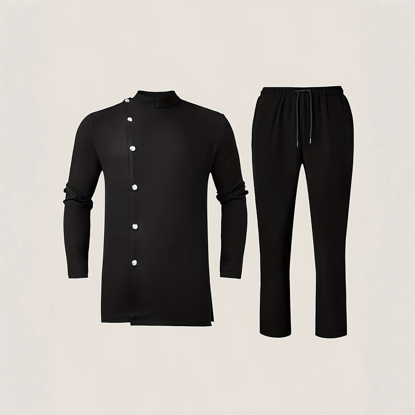 Men's African Ethnic Long Sleeve Shirt & Casual Pants 2-Piece Set