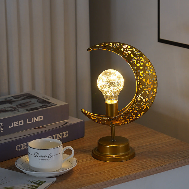 LED Wrought Iron Moon Pendant Lamp