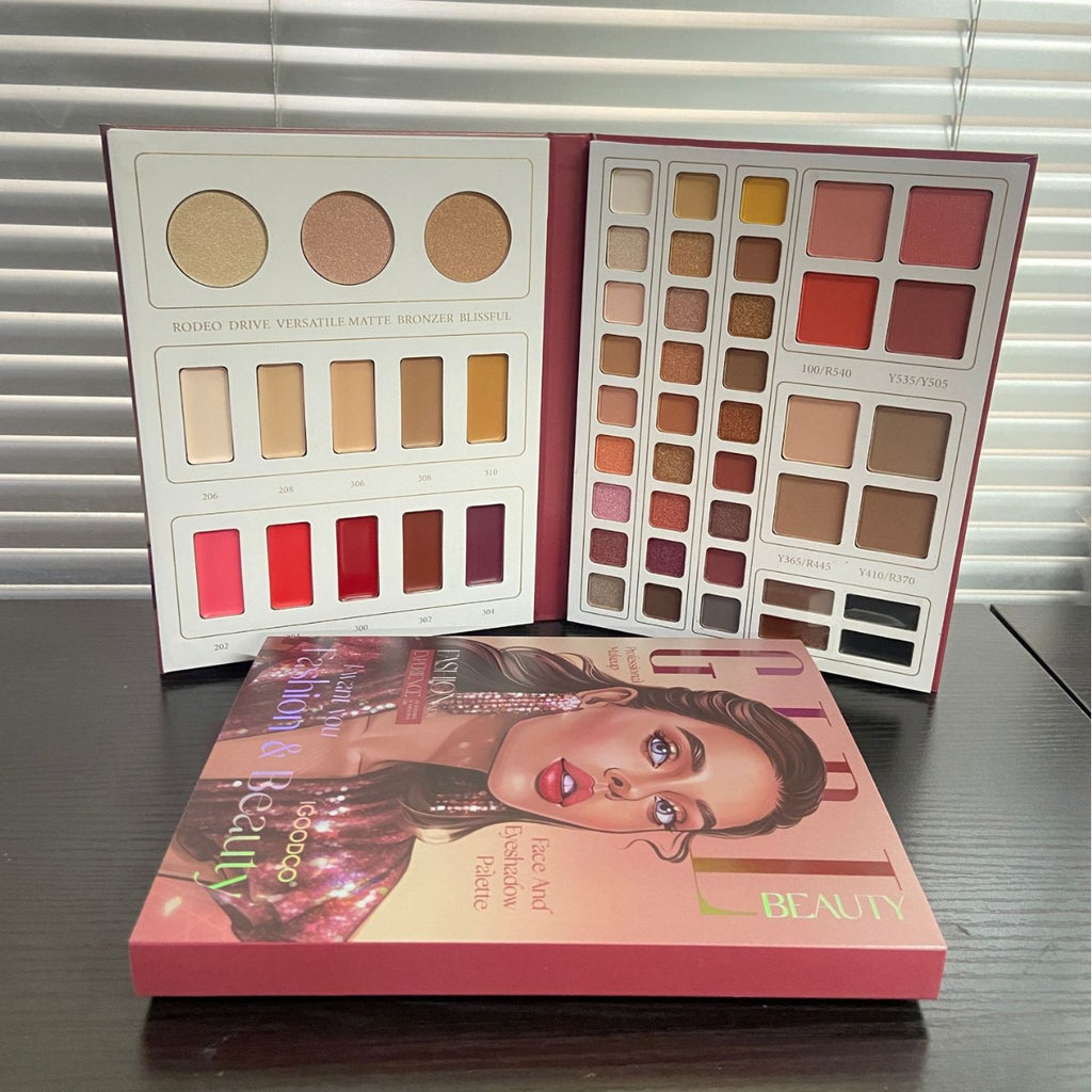 52-color multi-functional eye shadow palette, matte pearlescent blush, lipstick, concealer, all-in-one makeup
