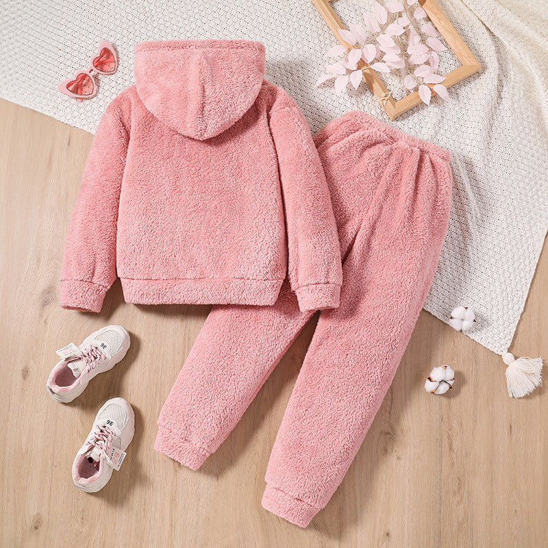 Girls' Plush Hoodie & Jogger Set