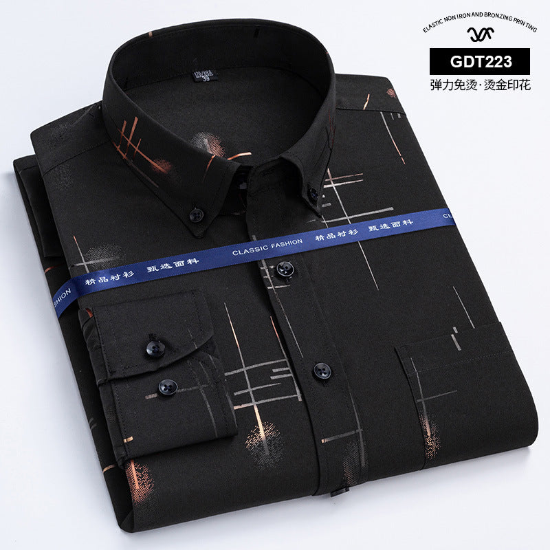 Men's Non-Iron Plaid Shirt  Spring/Autumn Business Casual