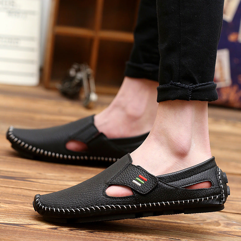 Mens Summer Breathable Toe-Wrapped Sandals Casual Slip-On Driving Shoes (On Hand)