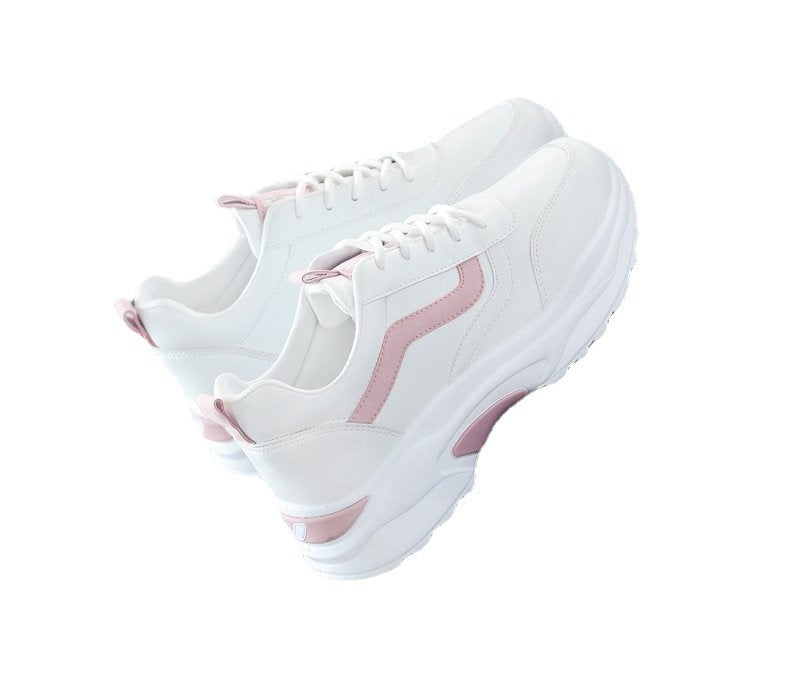 White Leather Girls Sneakers: Breathable Mesh, Platform Soles - Perfect for Spring and Summer (On Hand)