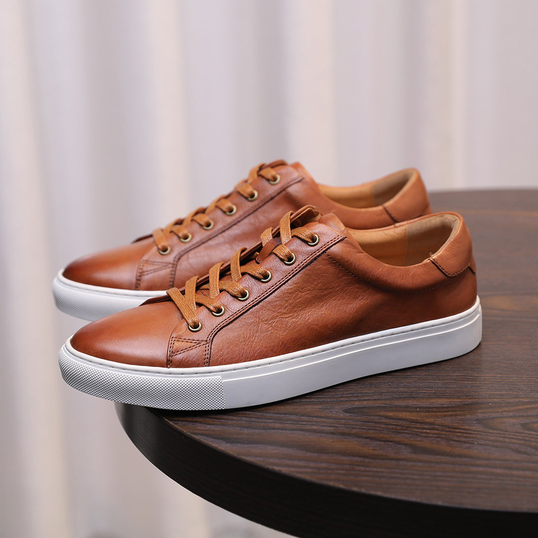 British Style White Leather Sneakers