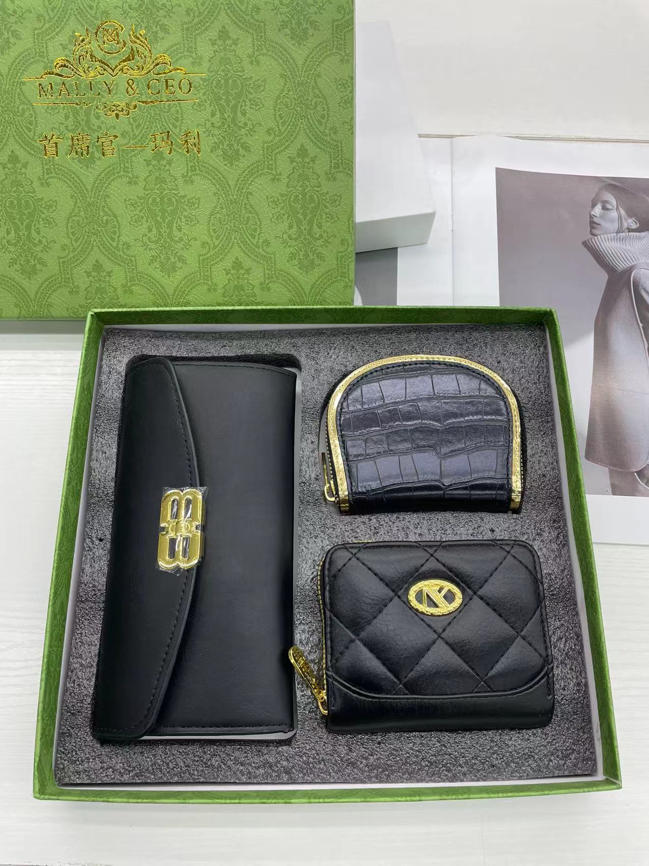 Luxury 3-Piece Wallet & Card Holder Gift Set