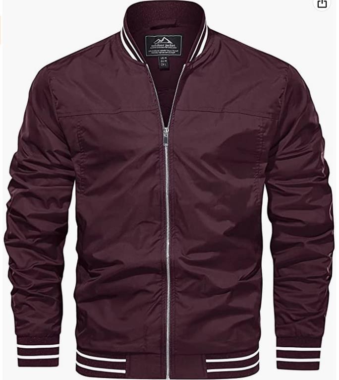 Mens Lightweight Trench Bomber Jacket  Windproof Casual Coat (EU Size)