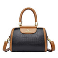Contrasting crocodile print pure leather hand and shoulder women's bag