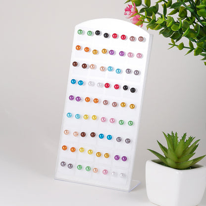 Simple Color Pearl Stud Earrings Set - 36 Pairs