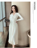 Celebrity V-Neck Sweater Swing Dress