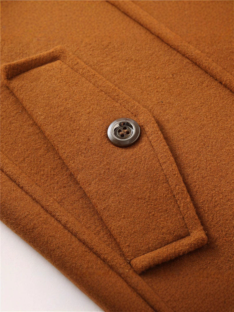 Plus Size Mens Woolen Business Coat  Double Neck Zip Winter Jacket