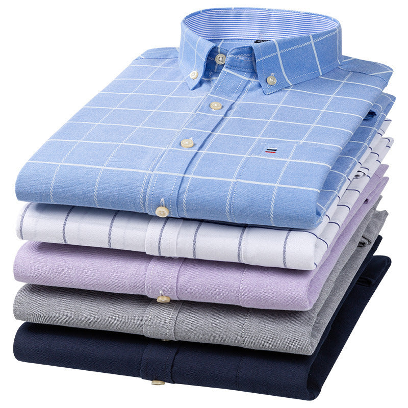 Plus Size Men's Plaid Cotton Oxford Shirt  Spring/Autumn Casual