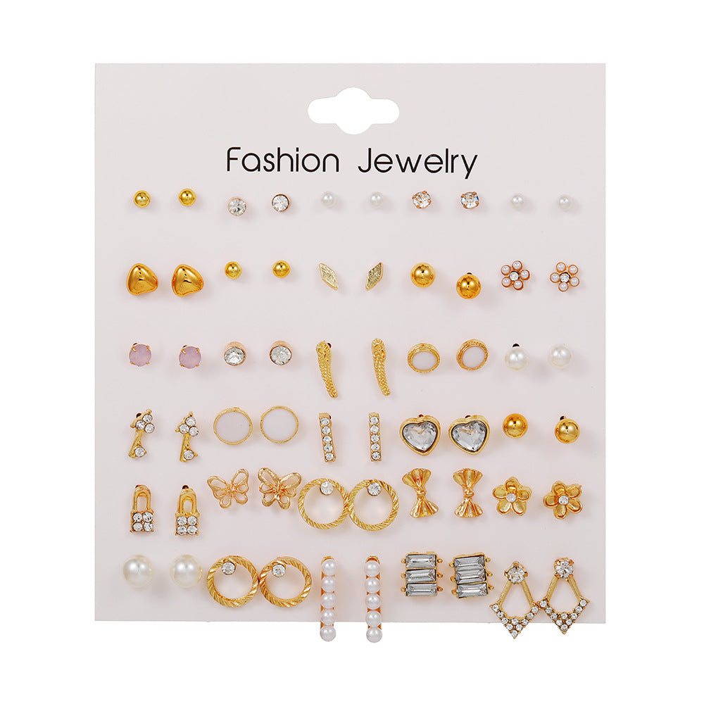 Pearl Stud Earrings Set – 30 Pairs Fashion Earrings for Women