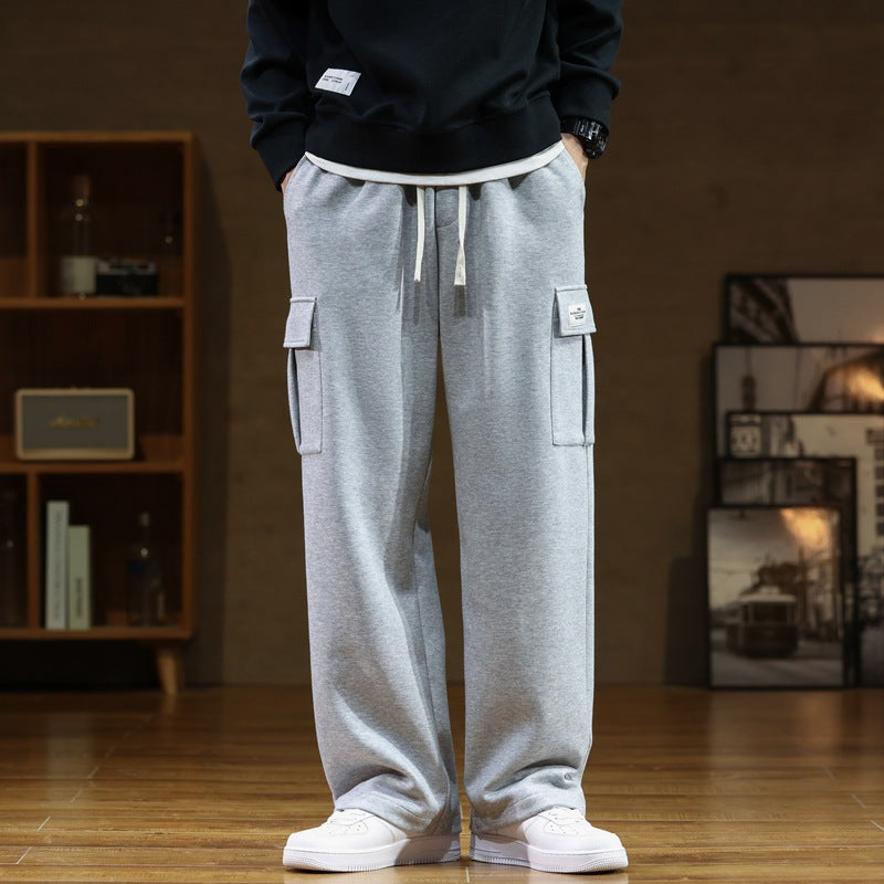 Men’s Plus Size Straight-Leg Sweatpants – Loose Fit Wide-Leg Casual Pants