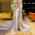 One-shoulder waist fishtail high-end wedding dress