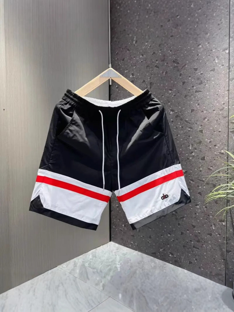 Men's Color Block Casual Shorts  Loose Fit Summer Cropped Pants